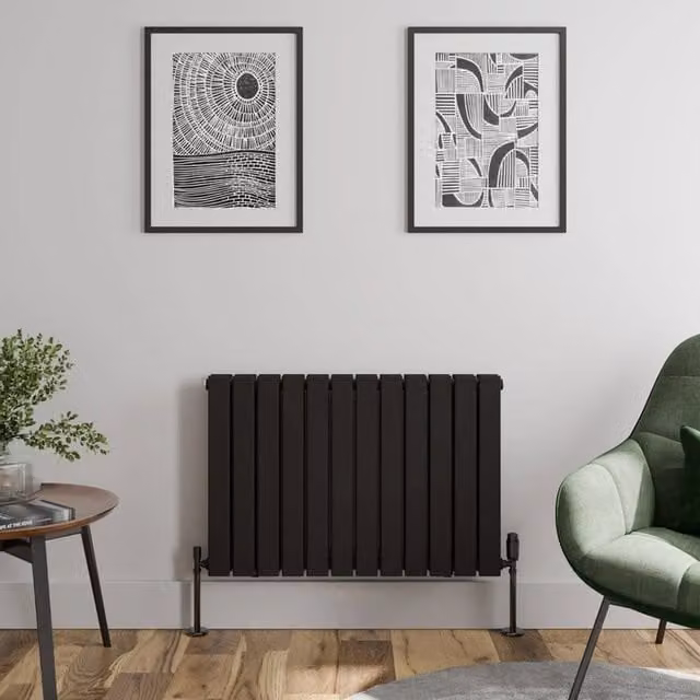 Temprazo Black Steel Double Panel Horizontal Designer Radiator W/H: 91.0 x 60.0 cm