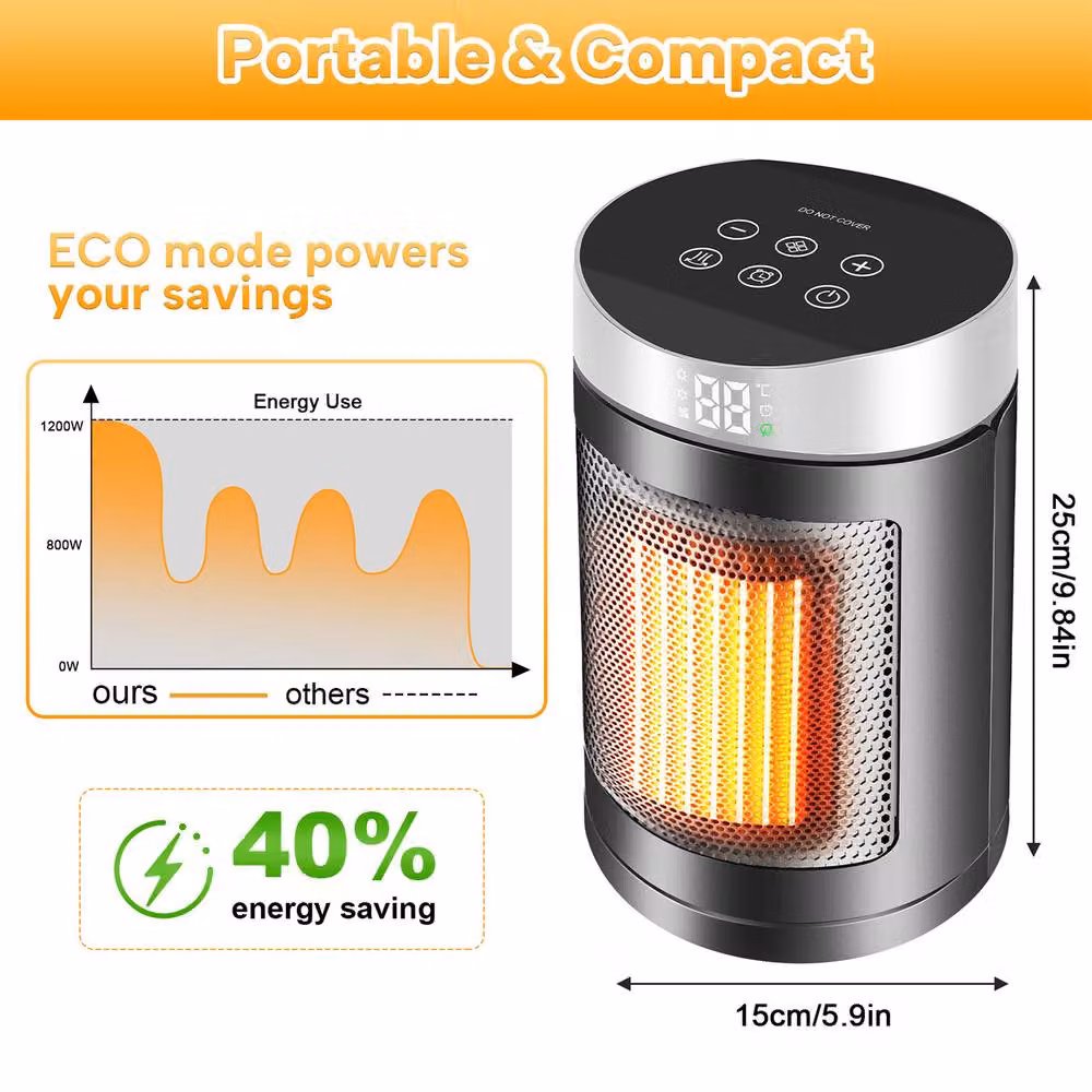 Leaper Black Ceramic Fan Heater with Touch Screen and Remote Control – 2
