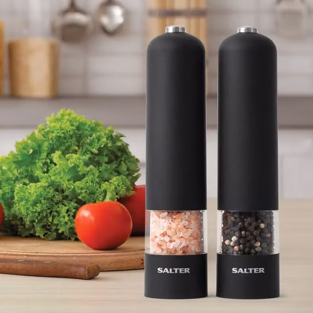 Salter Matte Black Electronic Ceramic Mill Set