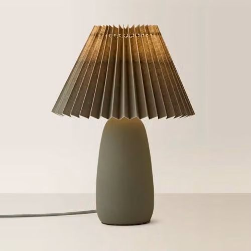 ValueLights Taggie Green Ceramic Table Lamp with Origami Paper Shade and Bulb – 2