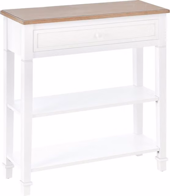HOMCOM Retro Style Console Table with One Drawer and Two Shelves in Brown and White – 1