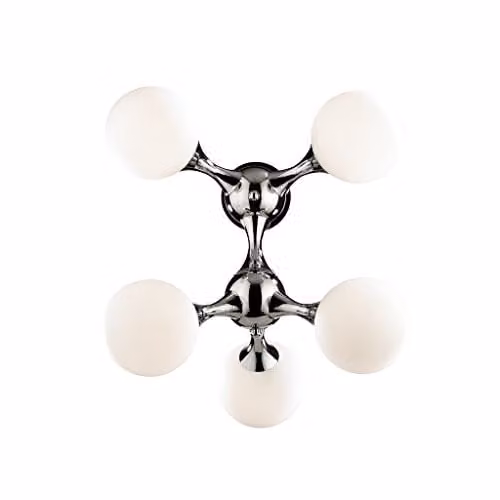 Ideal Lux Nodi PL5 Chrome Round Wall Lamp with 5 E14 Glass Bulbs