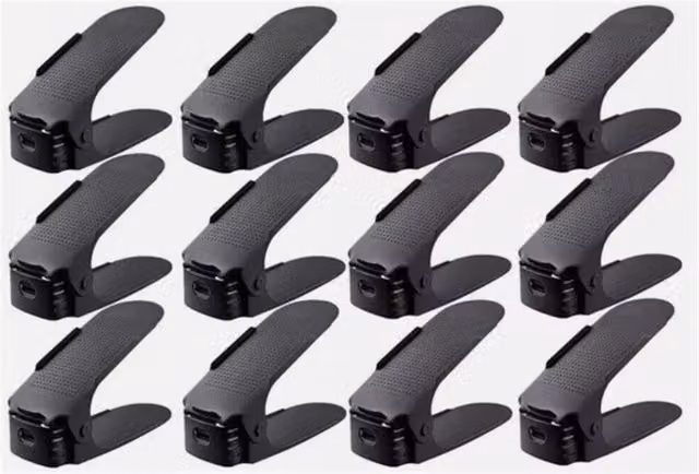 Nordara Black Adjustable 12-Slot Shoe Organiser Rack Space Saver – 1