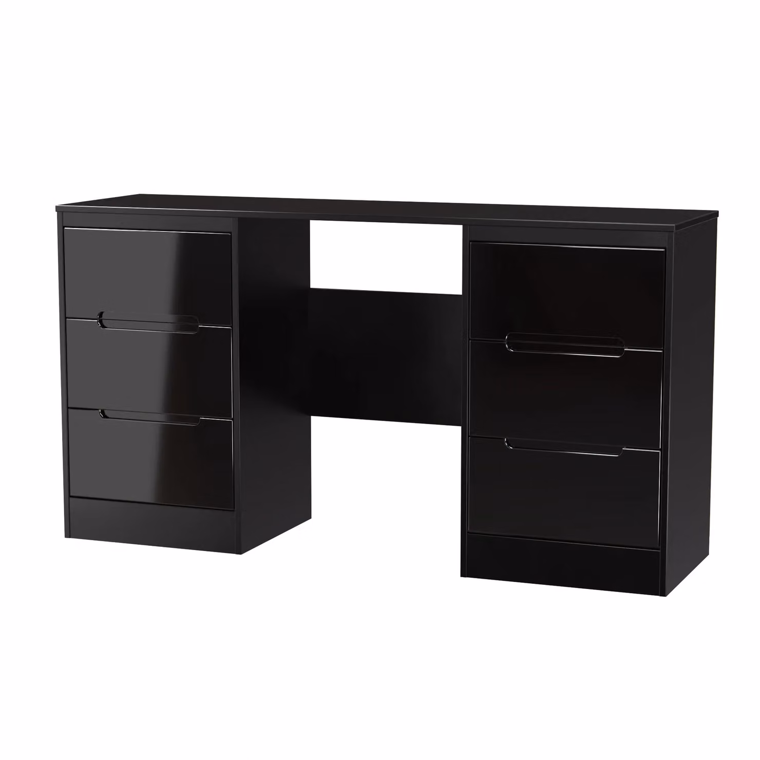 Ready Assembled 2 U Bristol 6 Drawer Kneehole Desk in True Black – 2