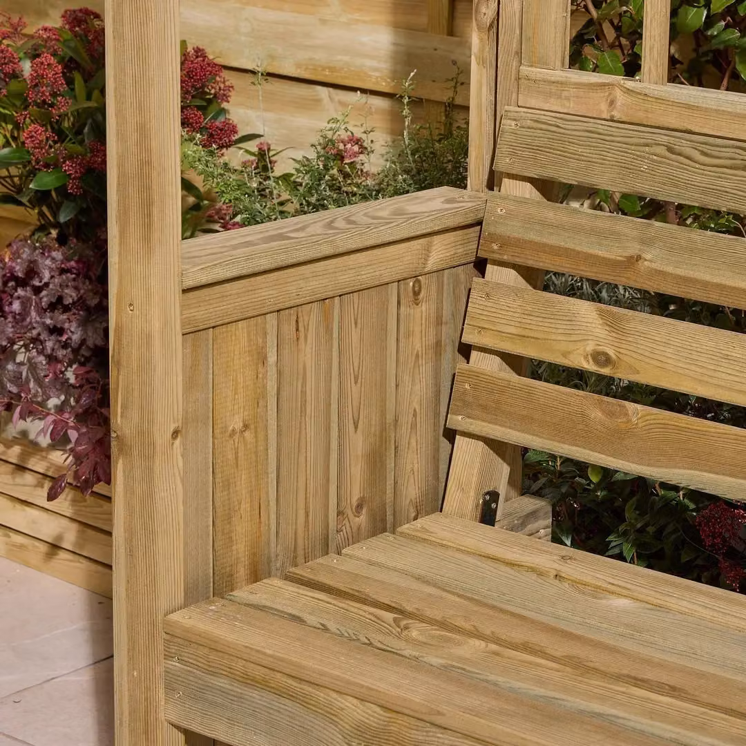 Rowlinsons Sherwood Garden Arbour in Brown Pine Wood, W: 161 cm, D: 66.5 cm, H: 211.5 cm – 6