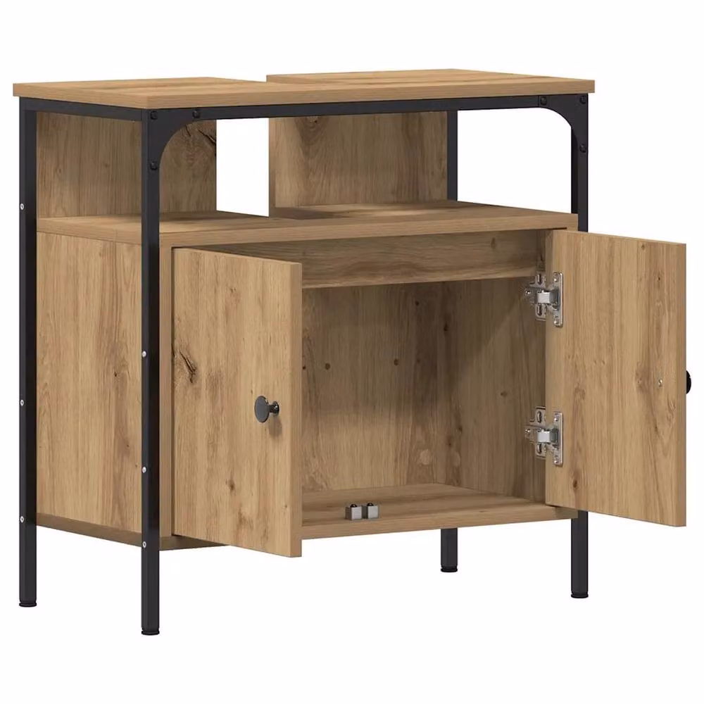 EONLION Artisan Oak Freestanding Bathroom Sink Cabinet in Light Oak, W/D/H: 60 x 30 x 60 cm – 2
