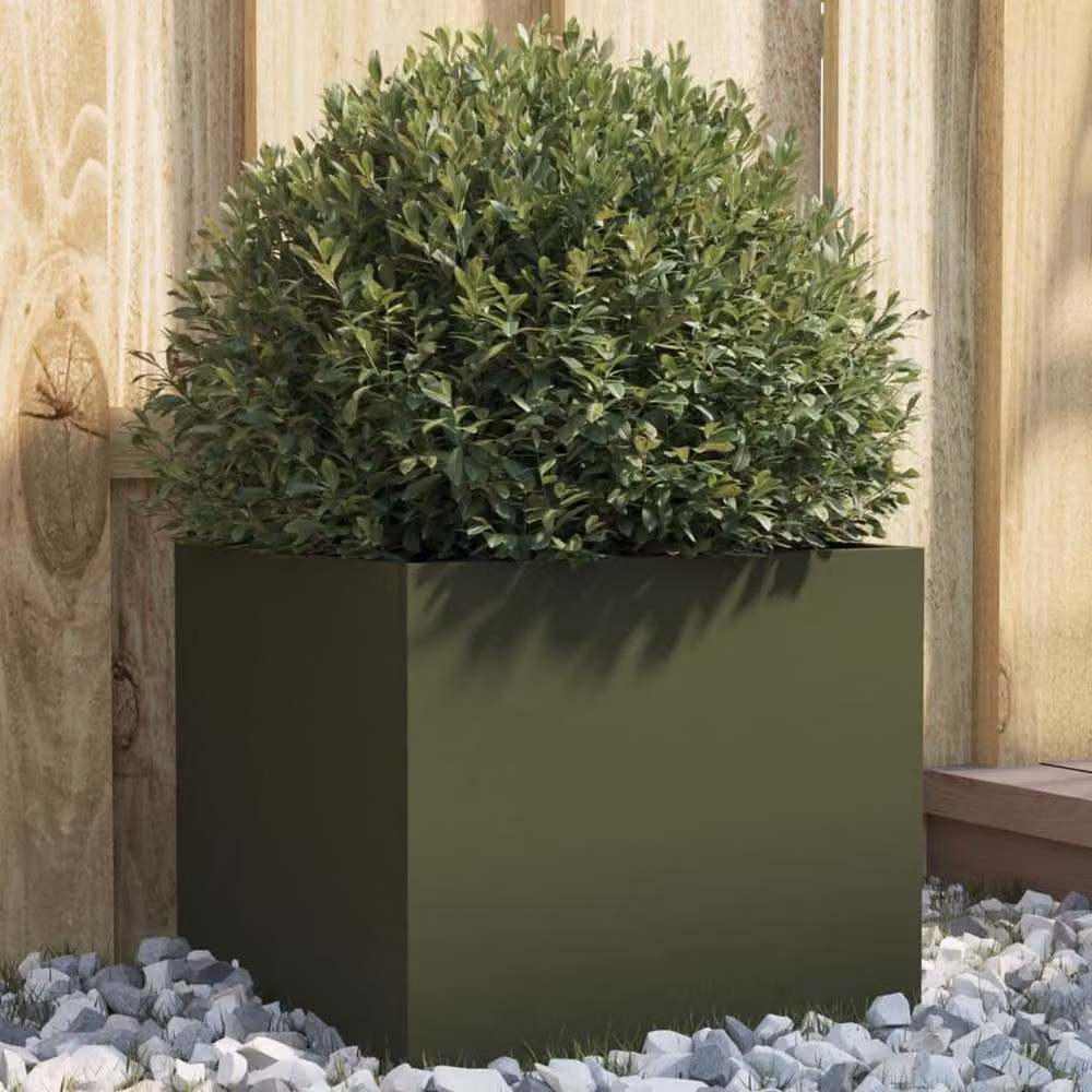 Berkfield Home Steel Planter Tub, Green, W/D/H: 32 x 30 x 29 cm – 2