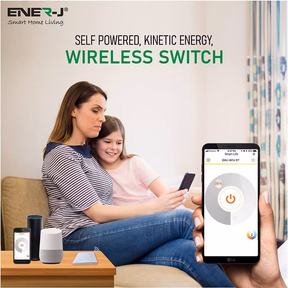 ENER-J 1 Gang Wireless Kinetic Dimmer Switch with RF and WiFi, Silver – 3