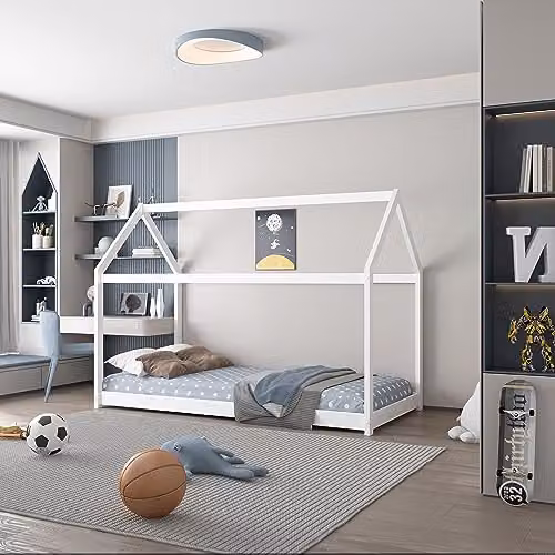 Kosy Koala White Solid Wood House Bed Frame for Children W/D/H: 90 x 190 cm