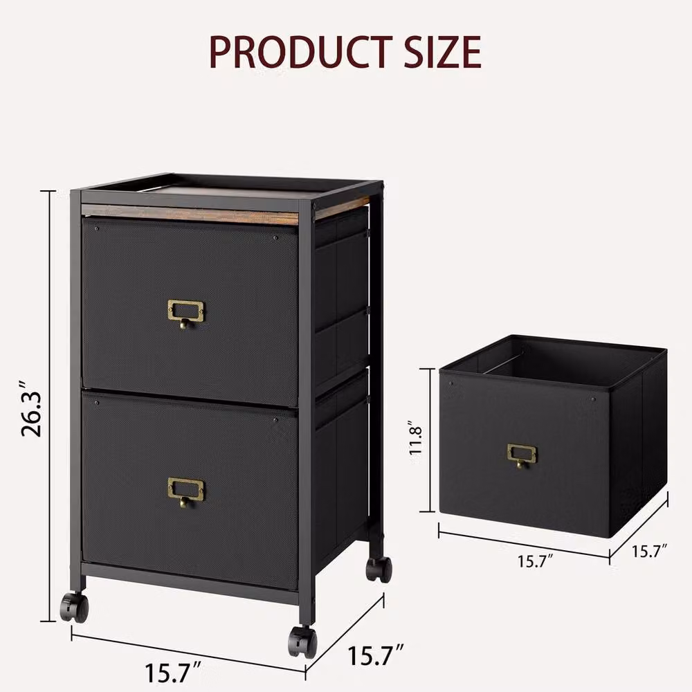 VOGREX 2 Drawer Vertical Metal File Cabinet in Matt Black – 2