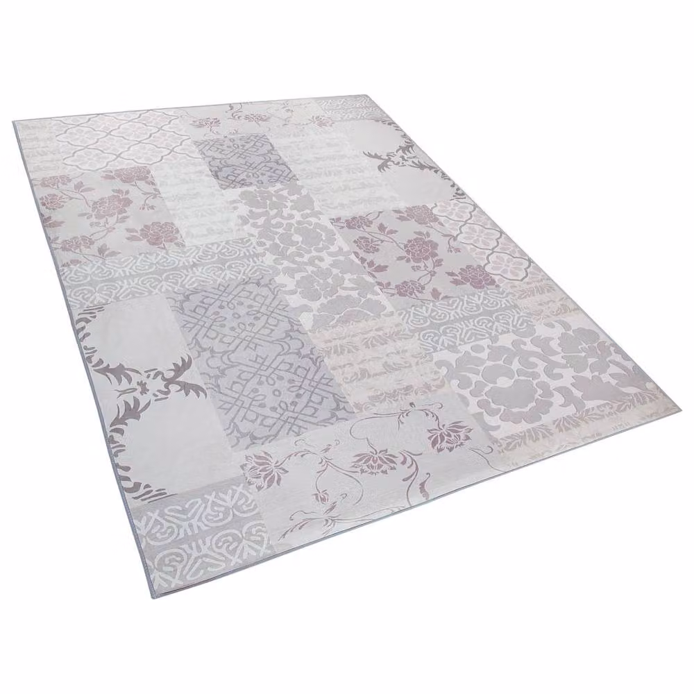 Wyld and Coco Grey Low-Pile Polyester Floral-Geometric Rug W: 160 cm, L: 230 cm – 2