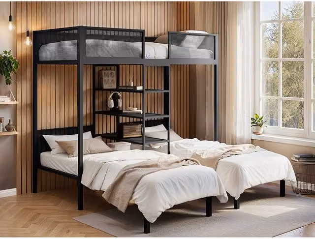 Flair Furnishings Axton Metal Triple Bunk Bed in Black