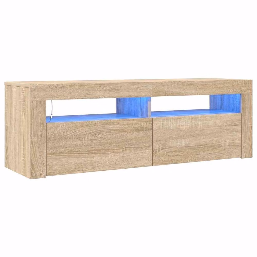 Berkfield Home Modern TV Cabinet with LED Lights in Sonoma Oak, W/D/H: 120 x 35 x 40 cm – 2