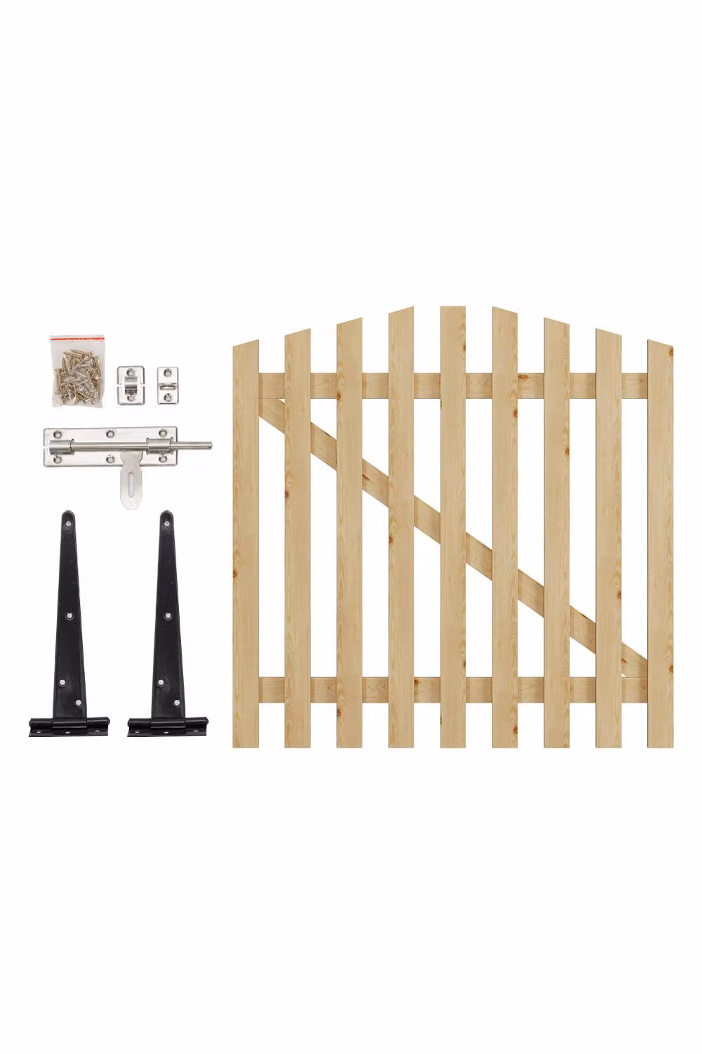 Living and Home Wooden Arched Garden Gate Swing Door in Brown or Yellow, W/H: 120 x 120 cm – 3