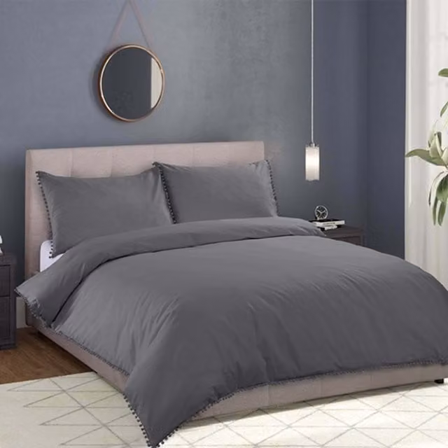 Autograph Grey Modern Plain Duvet Cover, 90 x 200 cm