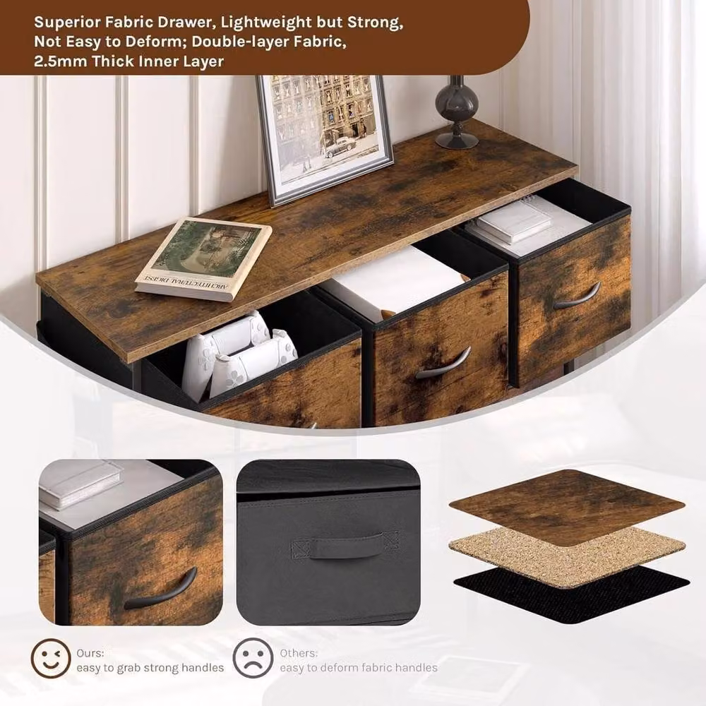 EONLION Retro 12 Drawer Chest of Drawers with Metal Frame in Brown, Width: 100 cm – 5