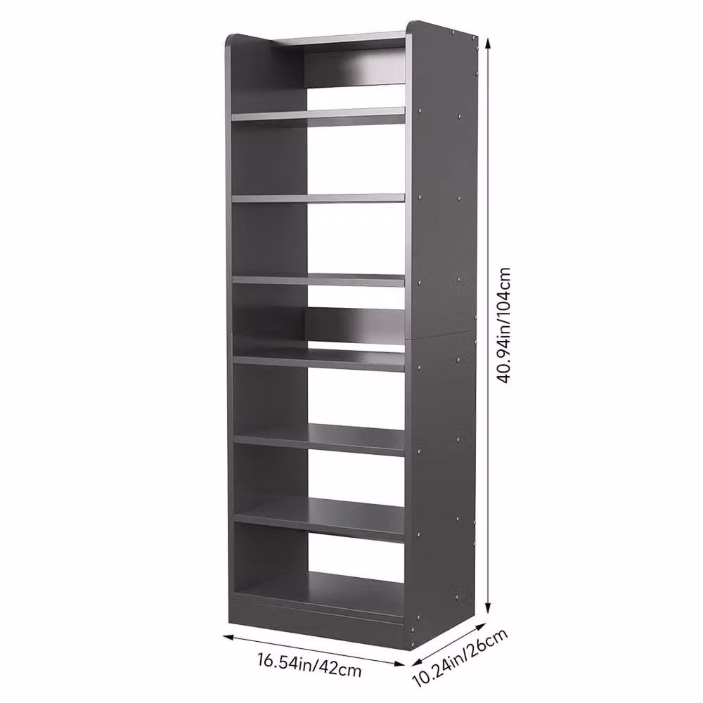 PAWNORA 7 Tier Wooden Shoes Storage Cabinet in Grey, W/D/H: 42 x 26 x 104 cm – 2