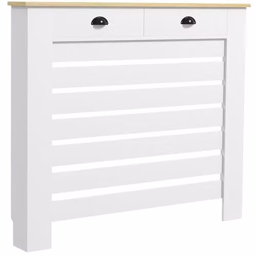 HOMCOM Radiator Cover with Drawer in White MDF, H 95.5 x W 111 x D 19 cm