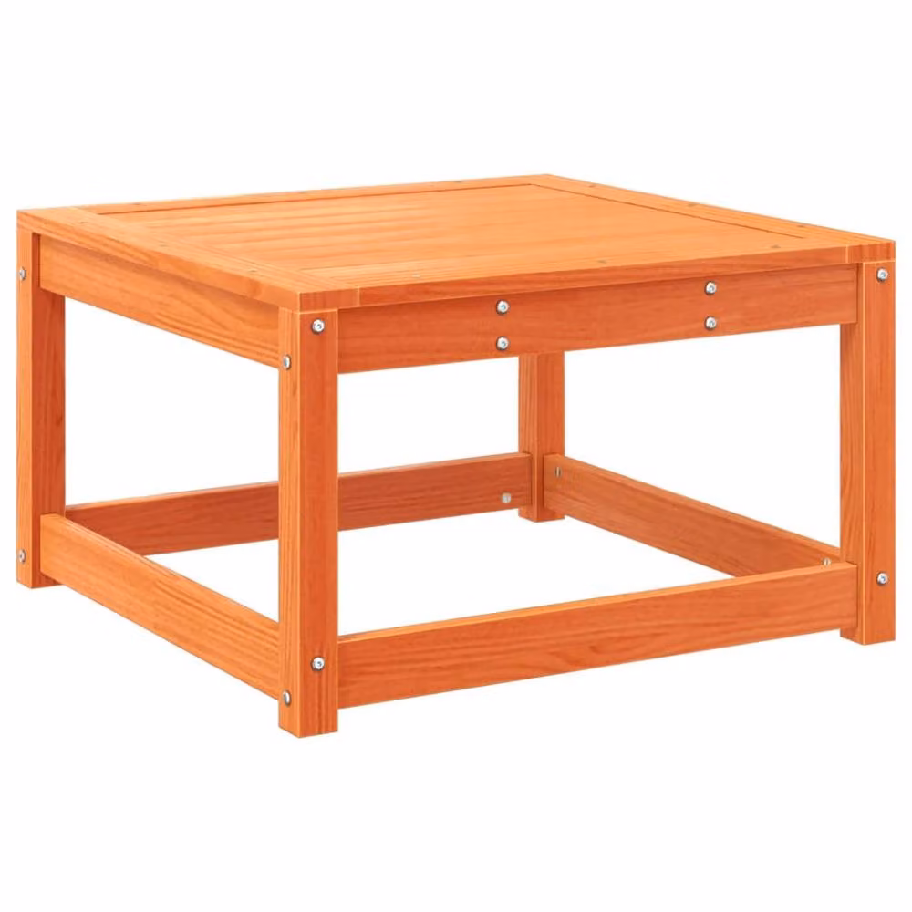 Berkfield Home Beautiful Garden Footstool in Waxed Brown and Orange Solid Pine, W/D/H: 63.5 x 63.5 x 38.0 cm – 2