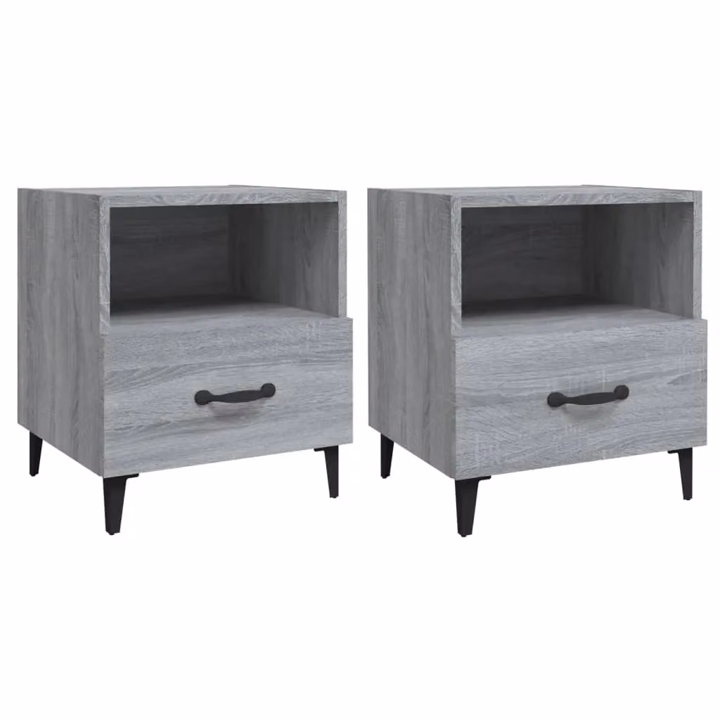 Berkfield Home Set of 2 Grey Sonoma Bedside Cabinets in Engineered Wood – 2