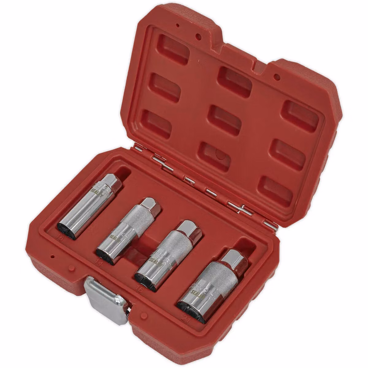 Loops 4 Piece Spark Plug Socket Set, 3/8 inch Sq Drive, Silver Chrome Vanadium Steel – 3