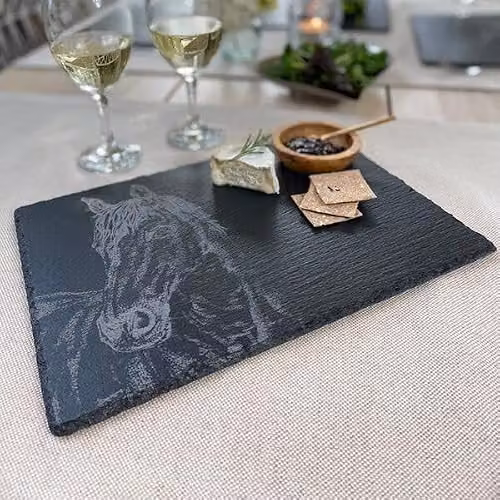 Selbrae House Horse Portrait Slate Cheese Board in Anthracite Grey – 3