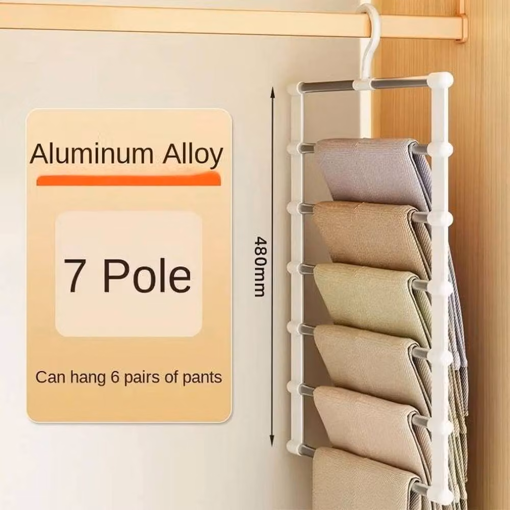 SPETLEK Non-slip Telescopic Pants Storage in White and Silver, Large – 2