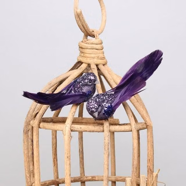 Kingsbury Gifts Pair of Purple Glitter Birds with Clip