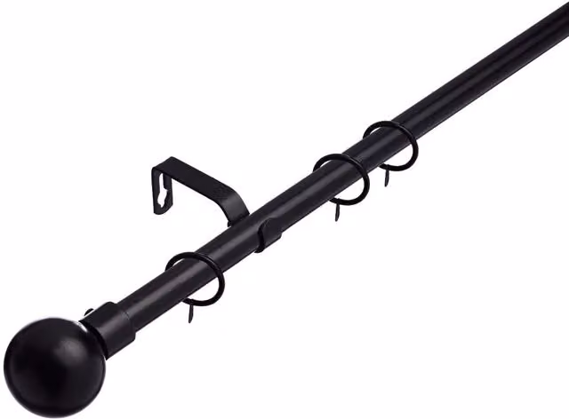 Lister Cartwright Extendable Metal Curtain Pole, Black, Width: 120 cm