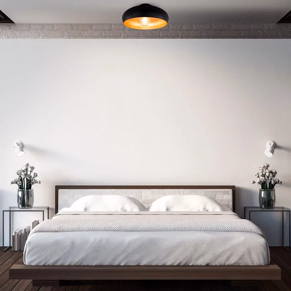 B.K.Licht Black and Gold Vintage Metal Round Ceiling Light, E27 60W, W/D/H: 39.5 x 39.5 x 17.5 cm – 6