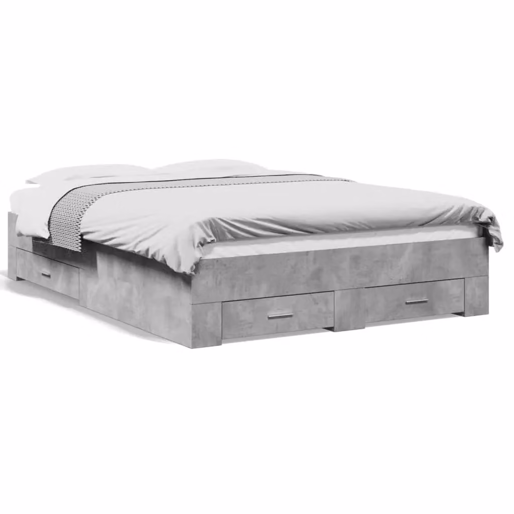 Berkfield Home Small Double Bed Frame with Drawers, Concrete Grey, W/D/H: 120 x 200 cm – 2