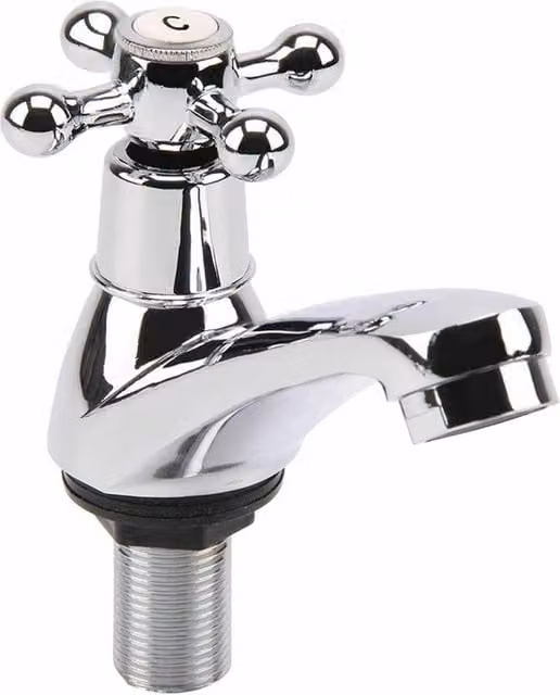 FLAVORA Twin Traditional Two-Handle Brass Bathroom Basin Taps in Silver – 1