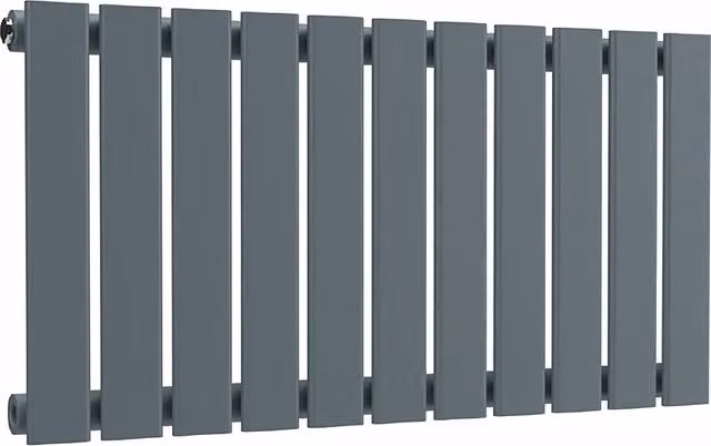 Lux Heat Single Flat Horizontal Steel Radiator in Grey, W: 77 cm, H: 40 cm
