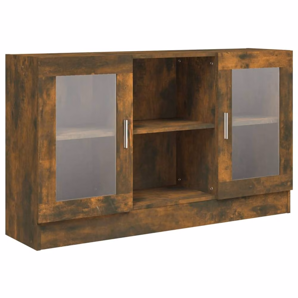 Berkfield Home Vitrine Cabinet in Smoked Oak Brown with Glass Doors, W/D/H: 120 x 30.5 x 70 cm – 2