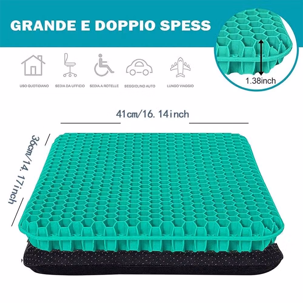 NESTLUNE Extra Thick Gel Seat Cushion, Green, W: 100 cm x L: 190 cm – 2