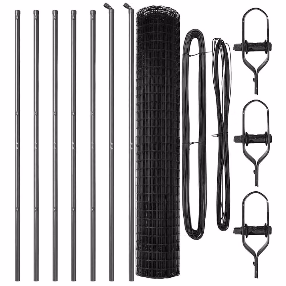 Berkfield Home Euro Fence with 7 Posts, Galvanised Steel, Dark Grey, W: 10 m, H: 1.6 m – 3
