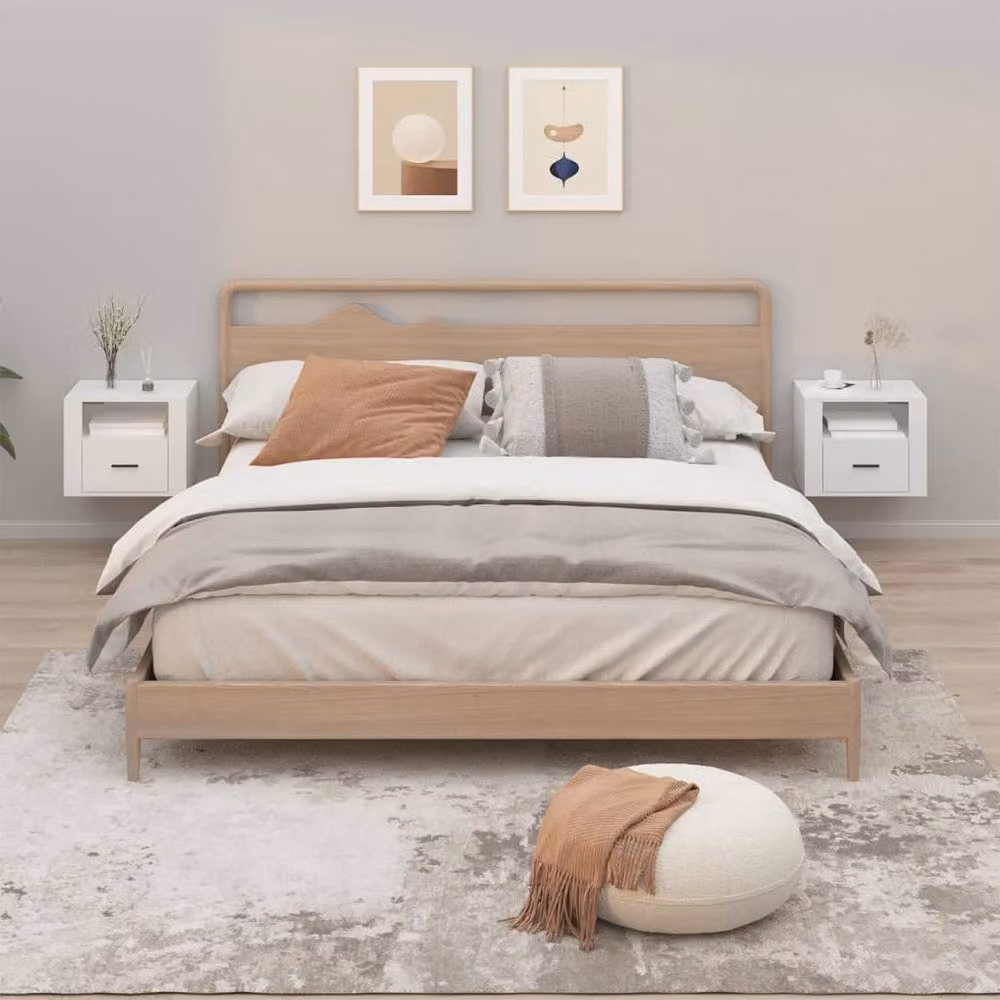 Berkfield Home Wall-mounted Bedside Cabinets, 2 Pack, White, W: 50 cm, D: 36 cm, H: 40 cm – 2