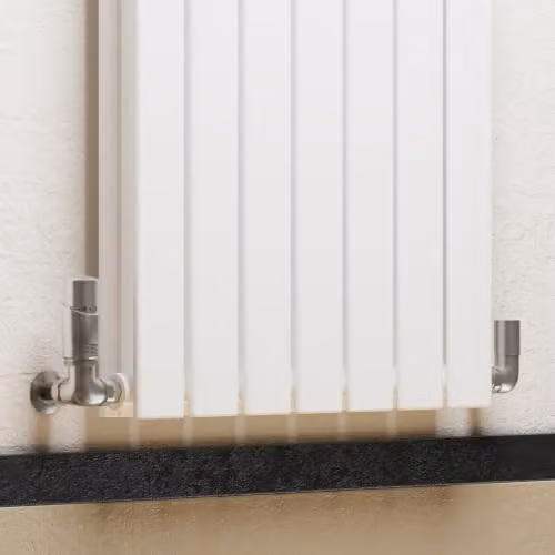 UK Radiators Talus Bold Modern Thermostatic Radiator Valve and Lockshield Set in Silver Nickel 1/2BSP 15mm – 2