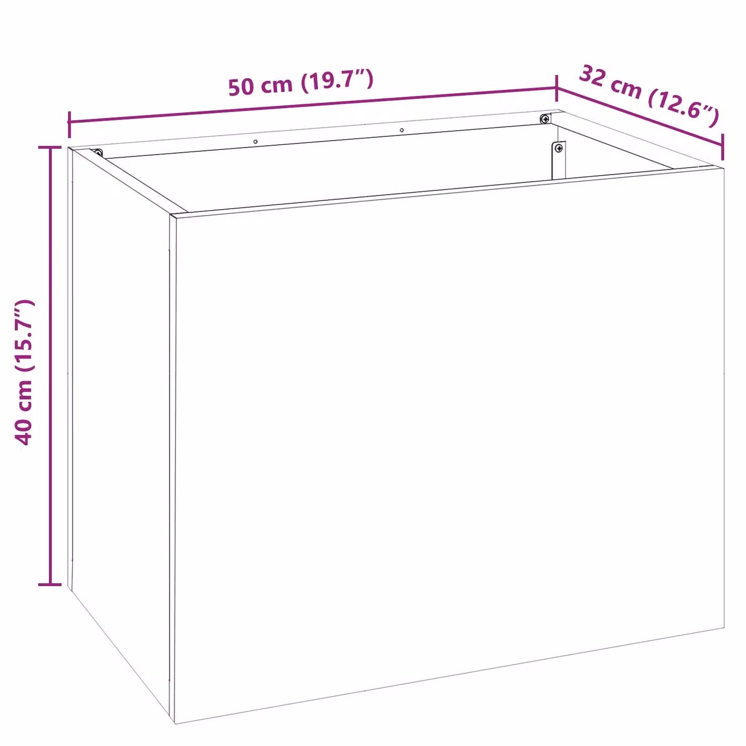 Berkfield Home Brown Weathered Steel Garden Planter Tub W: 50 cm, D: 32 cm, H: 40 cm – 6