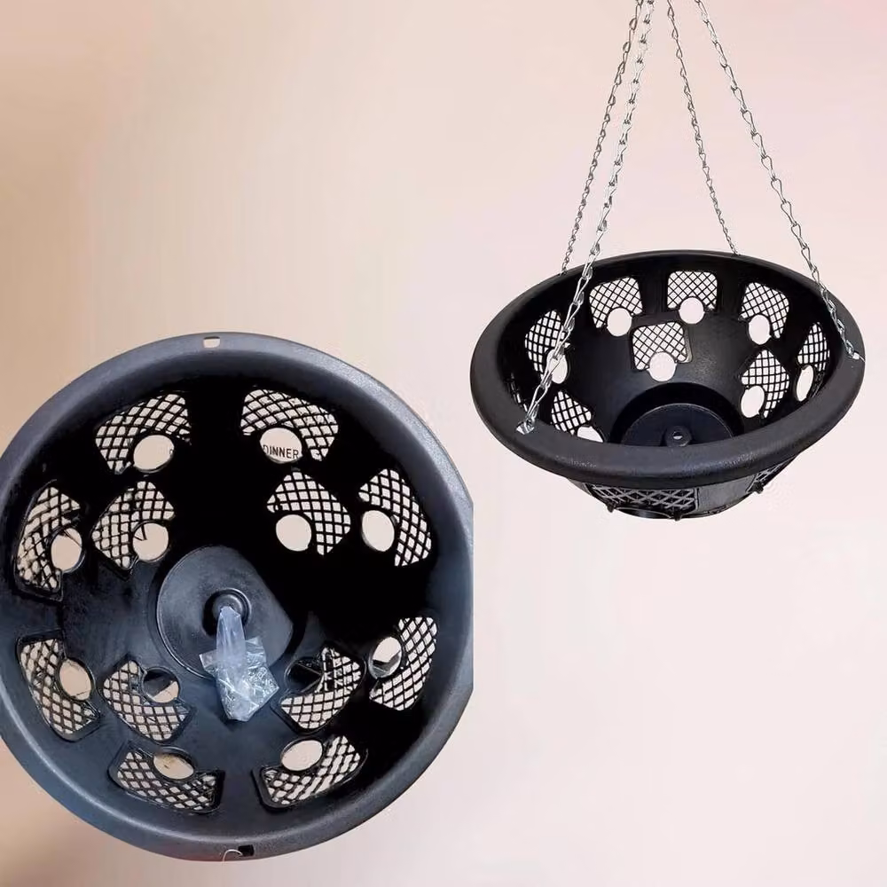 FLAVORA Pack of 3 Black Plastic Hanging Baskets with Chains, Diameter: 35.56 cm – 3