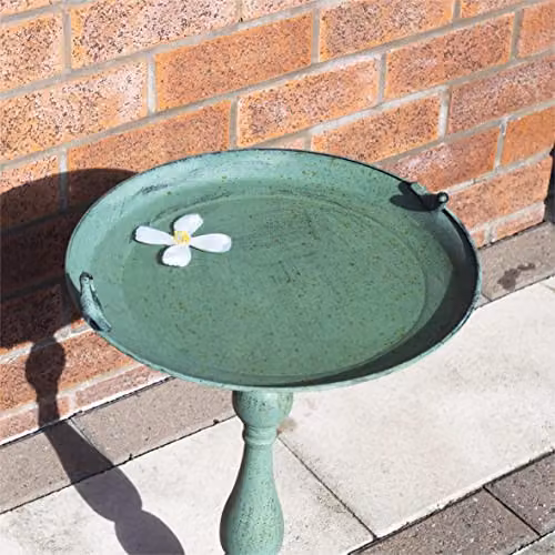 St Helens Home & Garden Ornamental Metal Pedestal Bird Bath in Green, H 55 cm x W 35 cm x D 35 cm – 3