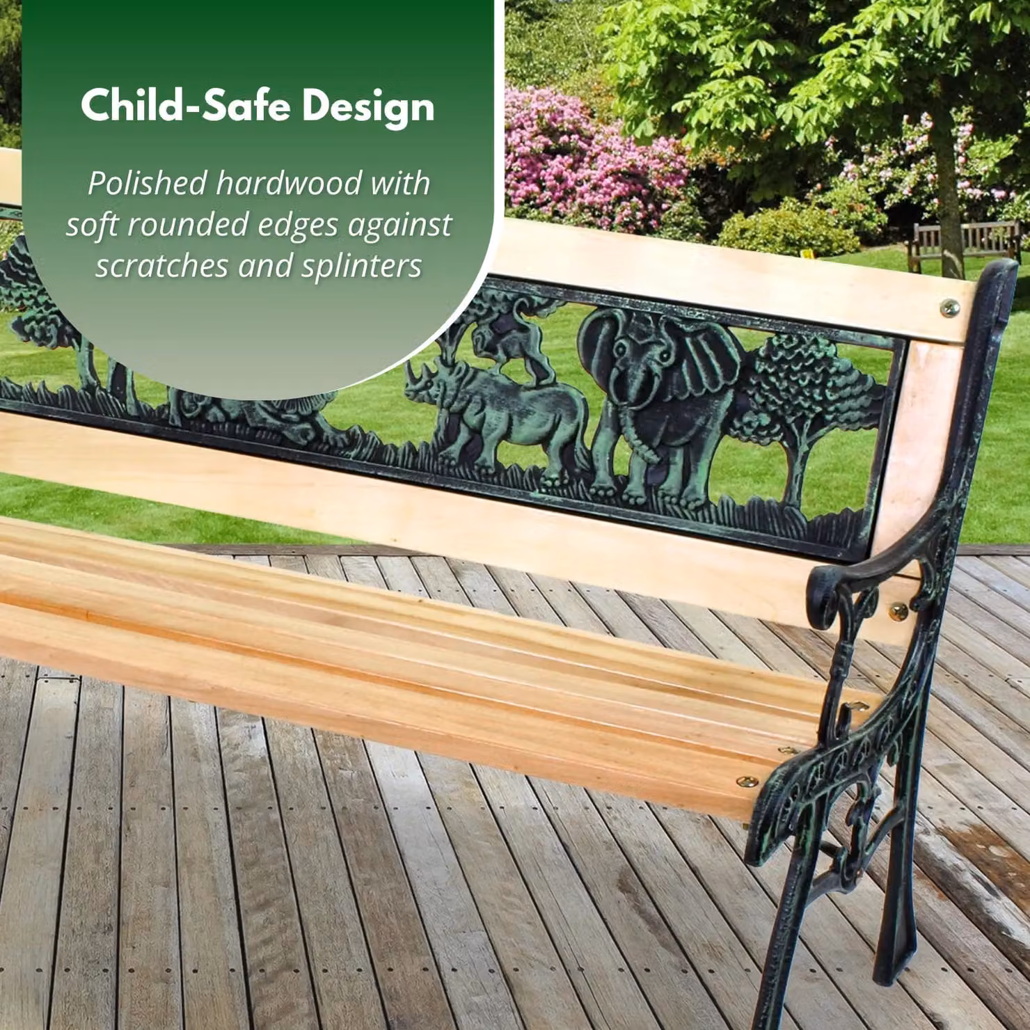 Marco Paul Animal Print Wooden Childrens Garden Bench Seat in Multicolour – 5
