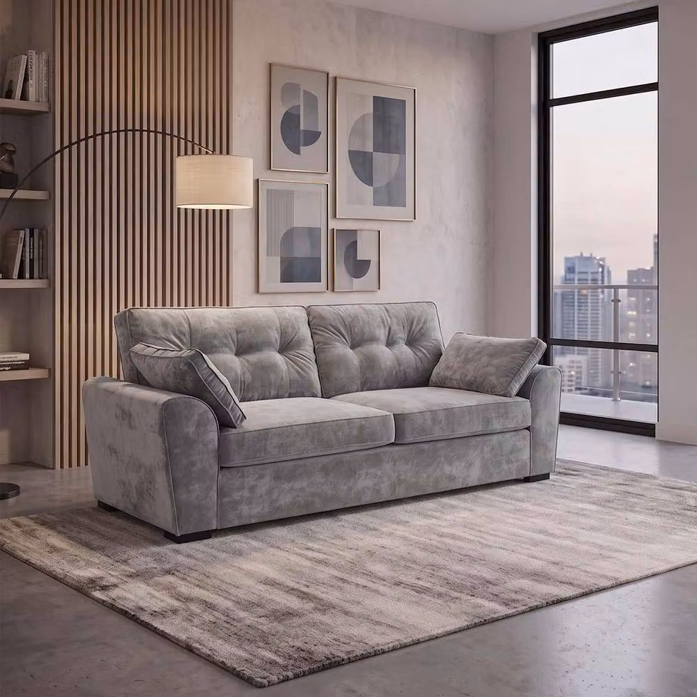 Furnishings For Less UK Montford Grey Fabric 3 + 2 Seater High Back Sofa Suite – 2