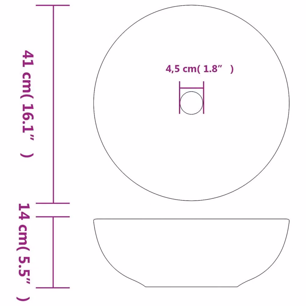 Berkfield Home Black Round Ceramic Countertop Basin, Diameter: 41 cm, Height: 14 cm – 5