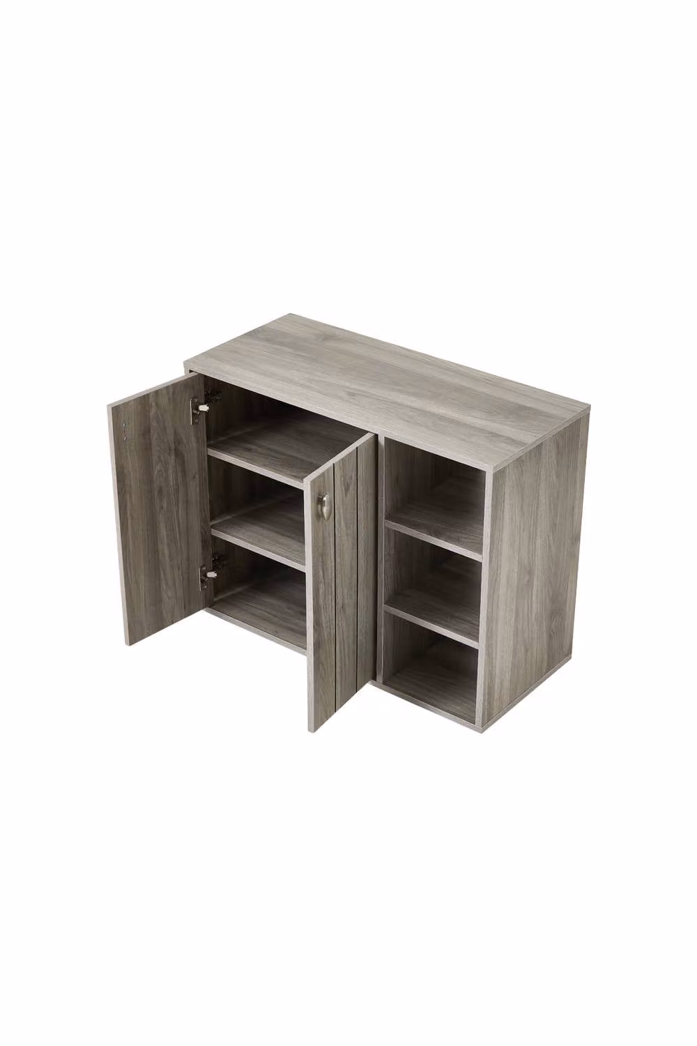 Living and Home Grey Wooden Multifunctional Shoe Cabinet with Open Shelves and Soft Close Doors – 3