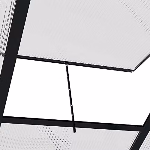 Outsunny Aluminium and Polycarbonate Walk-In Garden Greenhouse with Sliding Door, Grey and Transparent – 7