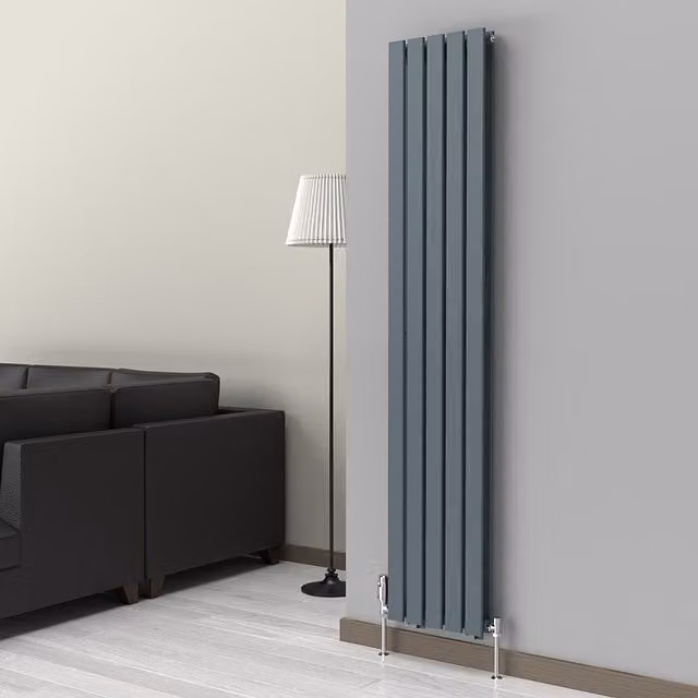 Lux Heat Flat Coloured Vertical Steel Radiator, Grey, H: 180 cm, W: 35 cm