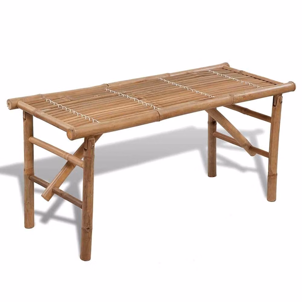 Berkfield Home Folding Bamboo Garden Bench in Brown, Width: 118 cm – 2