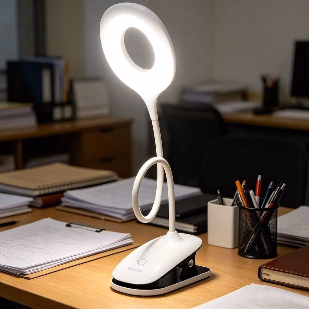 EONLION Rechargeable LED Clip On Desk Lamp in White – 4