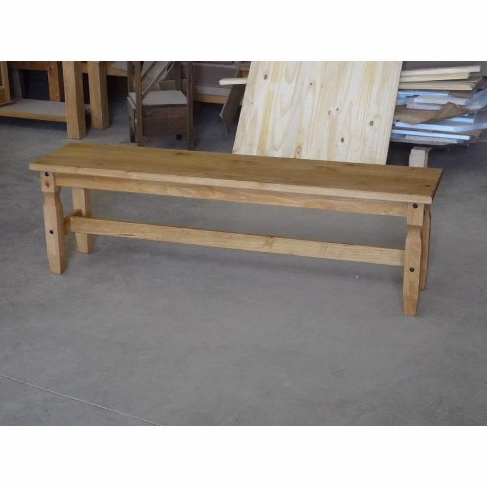 FORGEVIO Rustic Mexican Solid Wood Pine Dining Bench in Natural Brown and Beige, W/D/H: 153 x 45 x 35 cm – 3